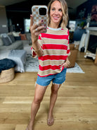 Nothing New Striped Tee - Mocha/Red-Wishlist-Anna Kaytes Boutique, Women's Fashion Boutique in Grinnell, Iowa