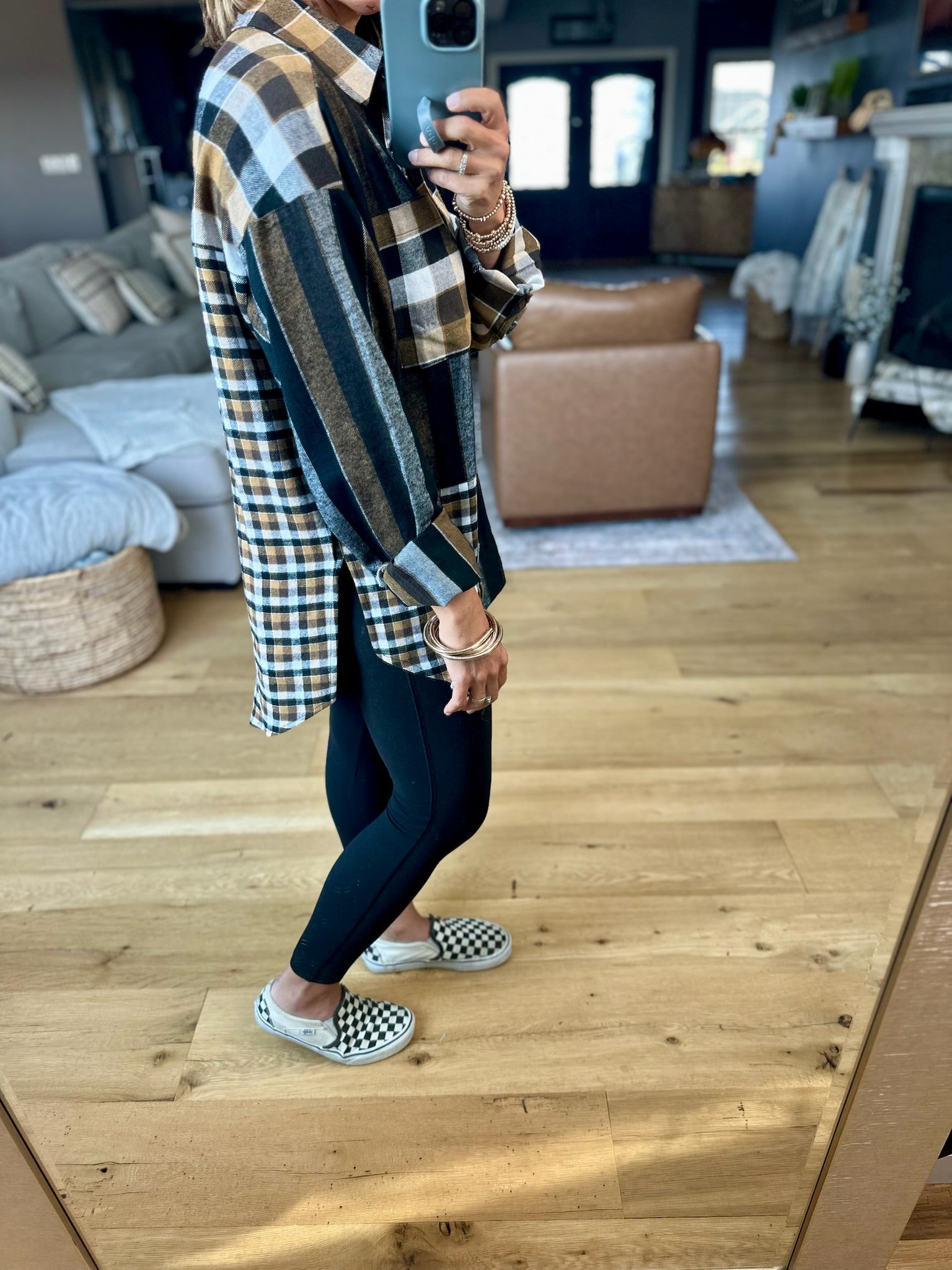 All My Attention Contrasting Plaid Button-Down Top-Aemi & Co-Anna Kaytes Boutique, Women's Fashion Boutique in Grinnell, Iowa