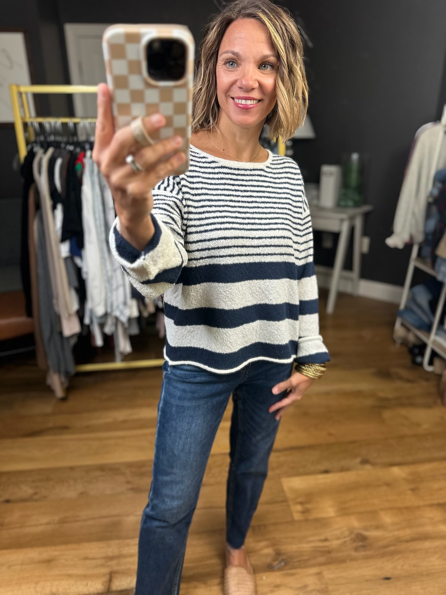 Most Importantly Striped Knit Top - Ivory/Navy-By Together-Anna Kaytes Boutique, Women's Fashion Boutique in Grinnell, Iowa