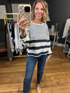 Most Importantly Striped Knit Top - Ivory/Navy-By Together-Anna Kaytes Boutique, Women's Fashion Boutique in Grinnell, Iowa