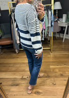 Most Importantly Striped Knit Top - Ivory/Navy-By Together-Anna Kaytes Boutique, Women's Fashion Boutique in Grinnell, Iowa