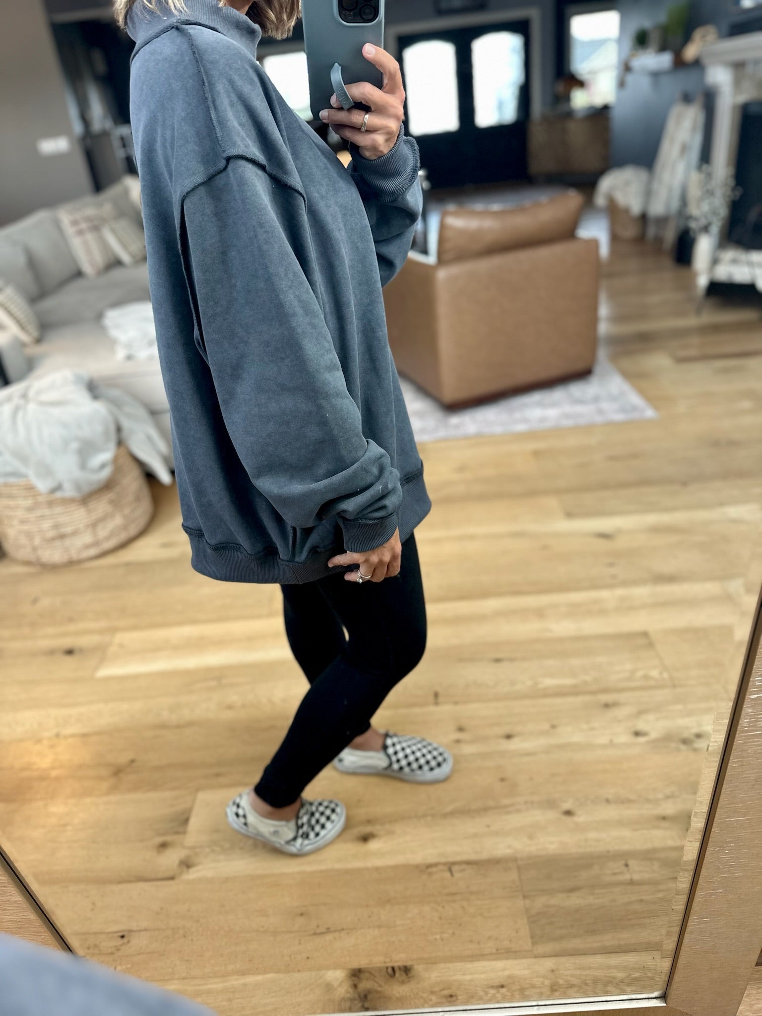 Work This Out Mock-Neck Washed Pullover-sweater-Bucketlist-Anna Kaytes Boutique, Women's Fashion Boutique in Grinnell, Iowa