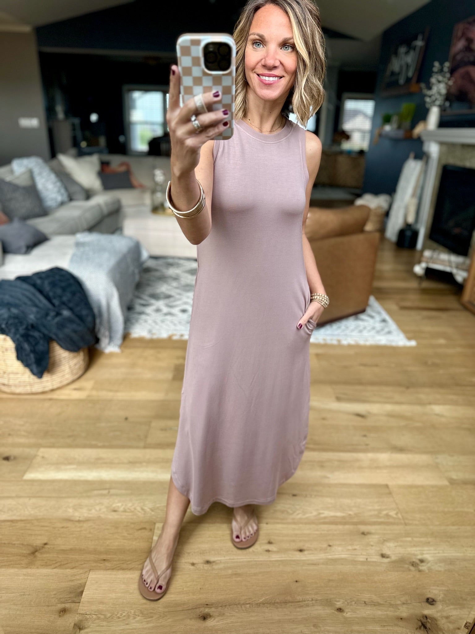 Make This Work Pocket Midi Dress - Mocha-Dresses-Staccato-Anna Kaytes Boutique, Women's Fashion Boutique in Grinnell, Iowa