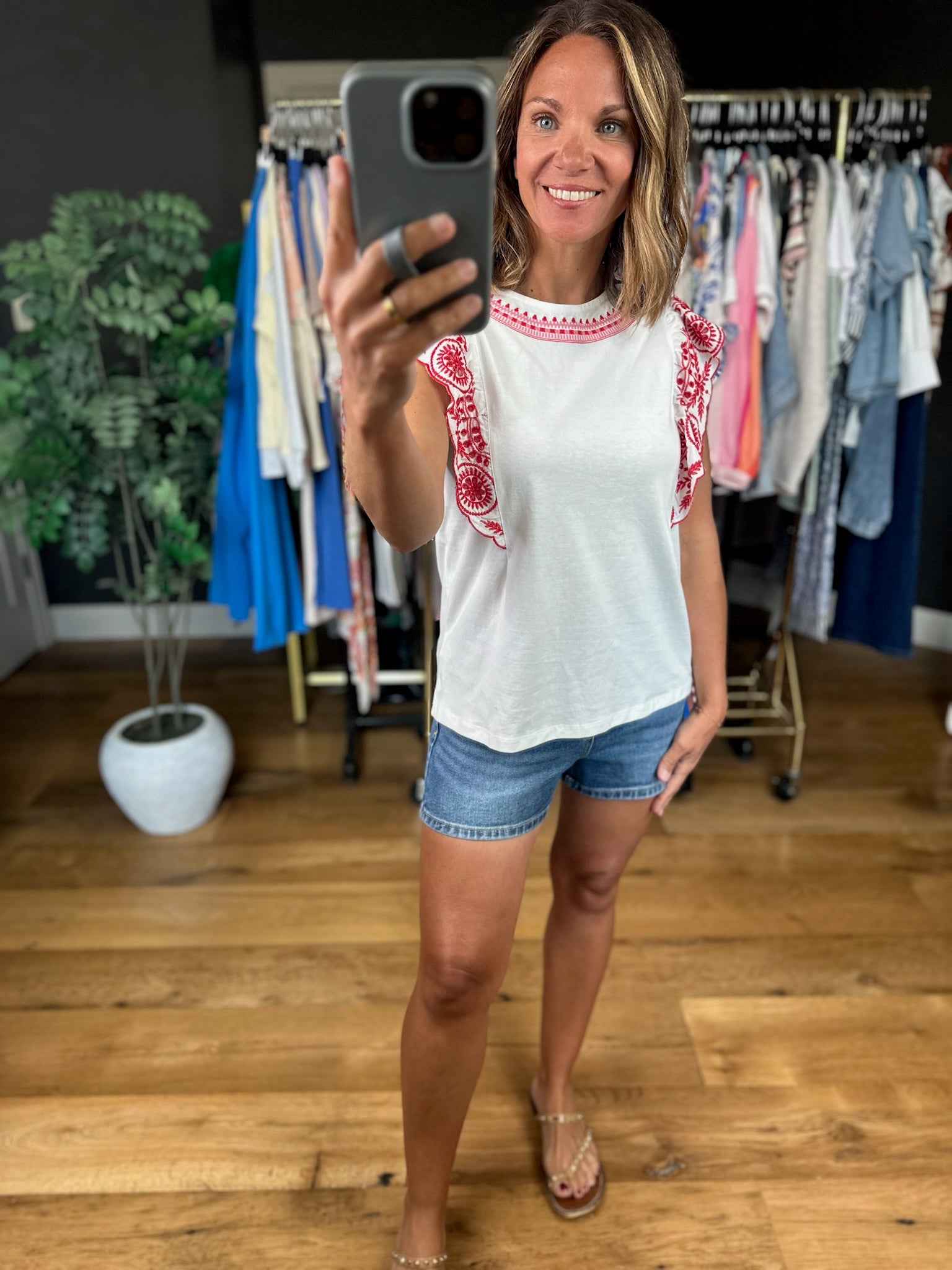Healing Powers Embroidered-Detail Top-Short Sleeves-Vine & Love-Anna Kaytes Boutique, Women's Fashion Boutique in Grinnell, Iowa