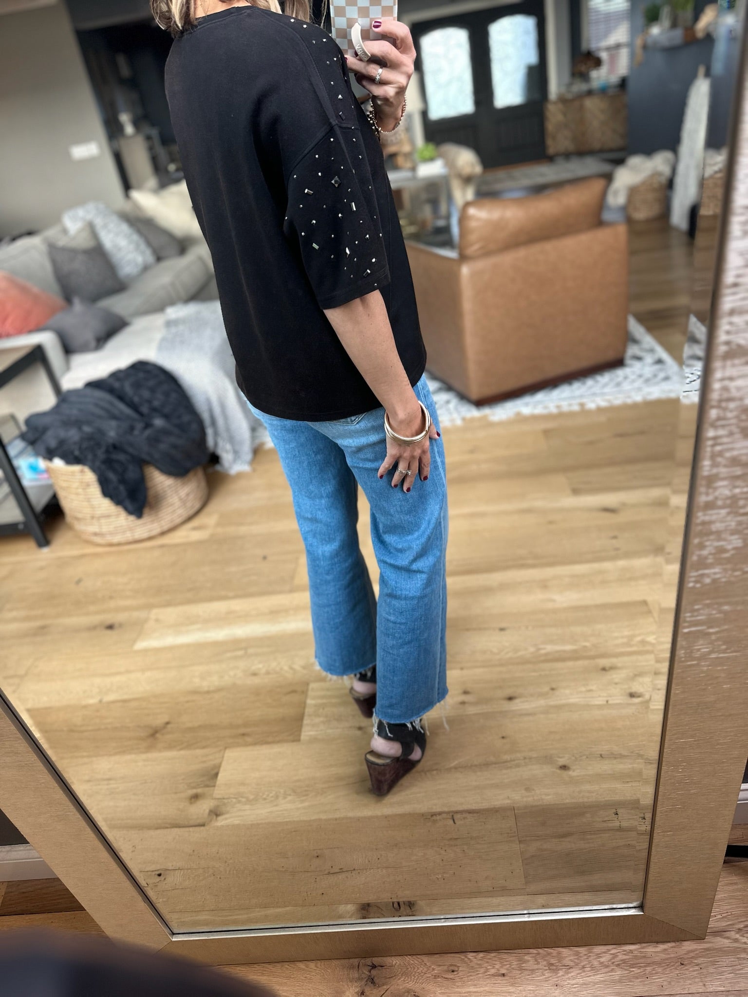 Heart First Jewel-Detail Dolman Top - Black-Top-davi & dani-Anna Kaytes Boutique, Women's Fashion Boutique in Grinnell, Iowa