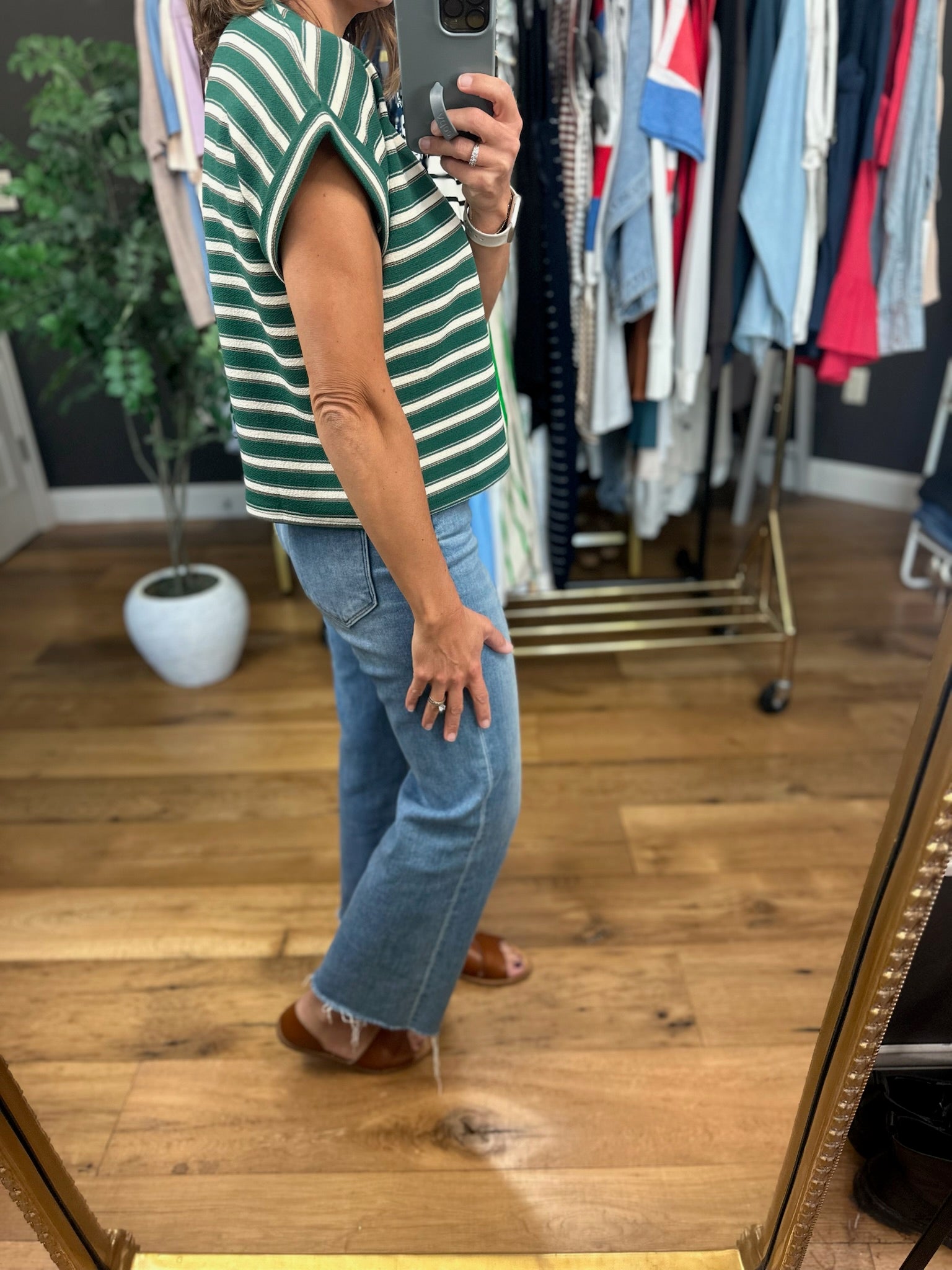 Going Well Striped Drop Shoulder Top-Short Sleeves-ee:some-Anna Kaytes Boutique, Women's Fashion Boutique in Grinnell, Iowa