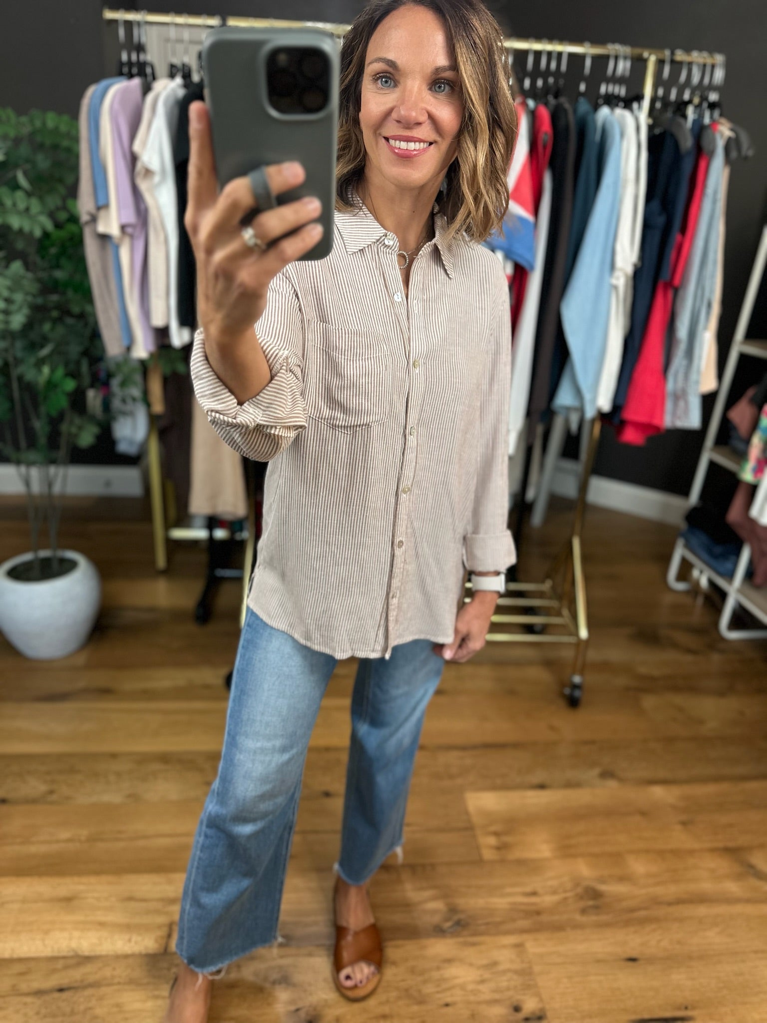 Spring Ahead Button-Down Top-Long Sleeves-be cool-Anna Kaytes Boutique, Women's Fashion Boutique in Grinnell, Iowa