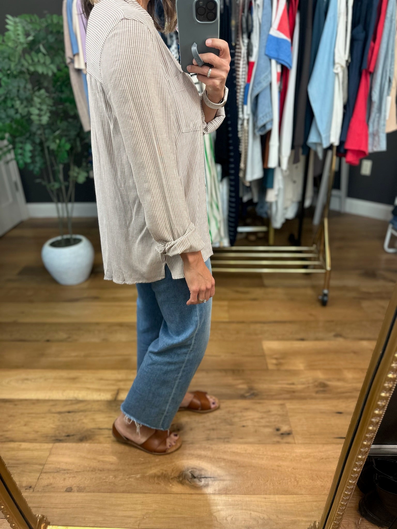 Spring Ahead Button-Down Top-Long Sleeves-be cool-Anna Kaytes Boutique, Women's Fashion Boutique in Grinnell, Iowa