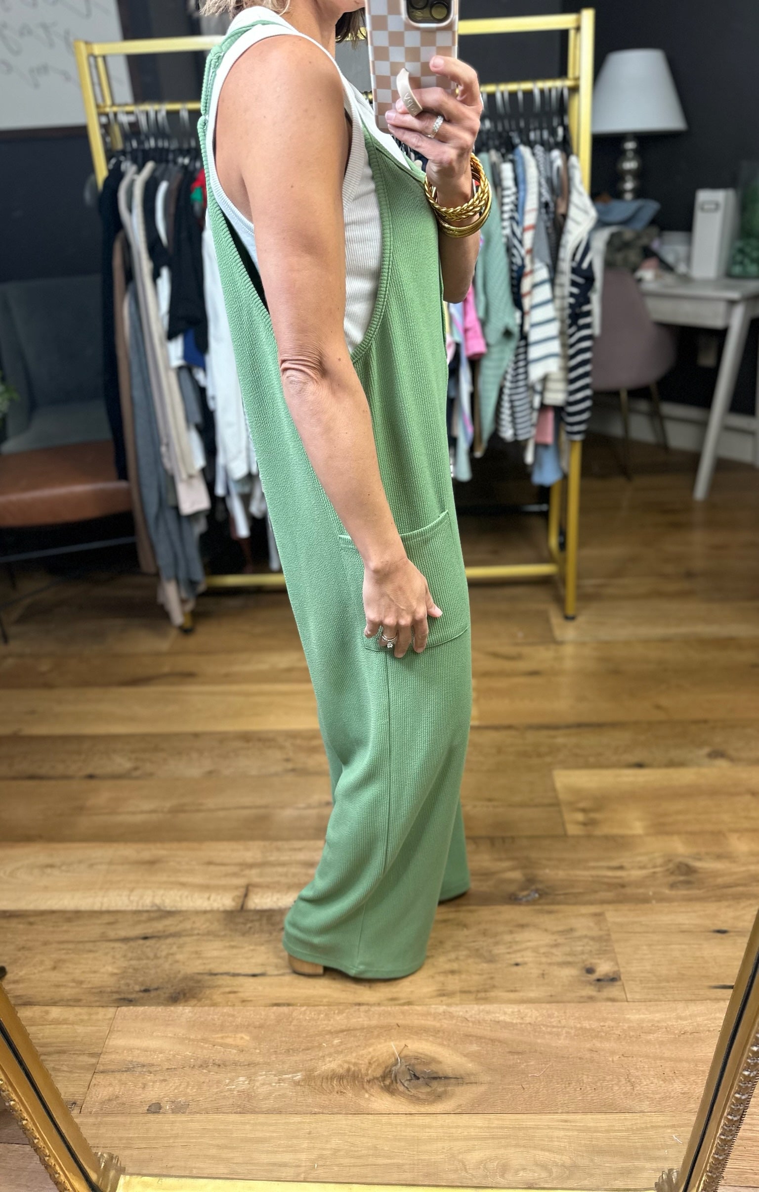 Something About This Pocket Jumpsuit - Basil-Eesome-Anna Kaytes Boutique, Women's Fashion Boutique in Grinnell, Iowa