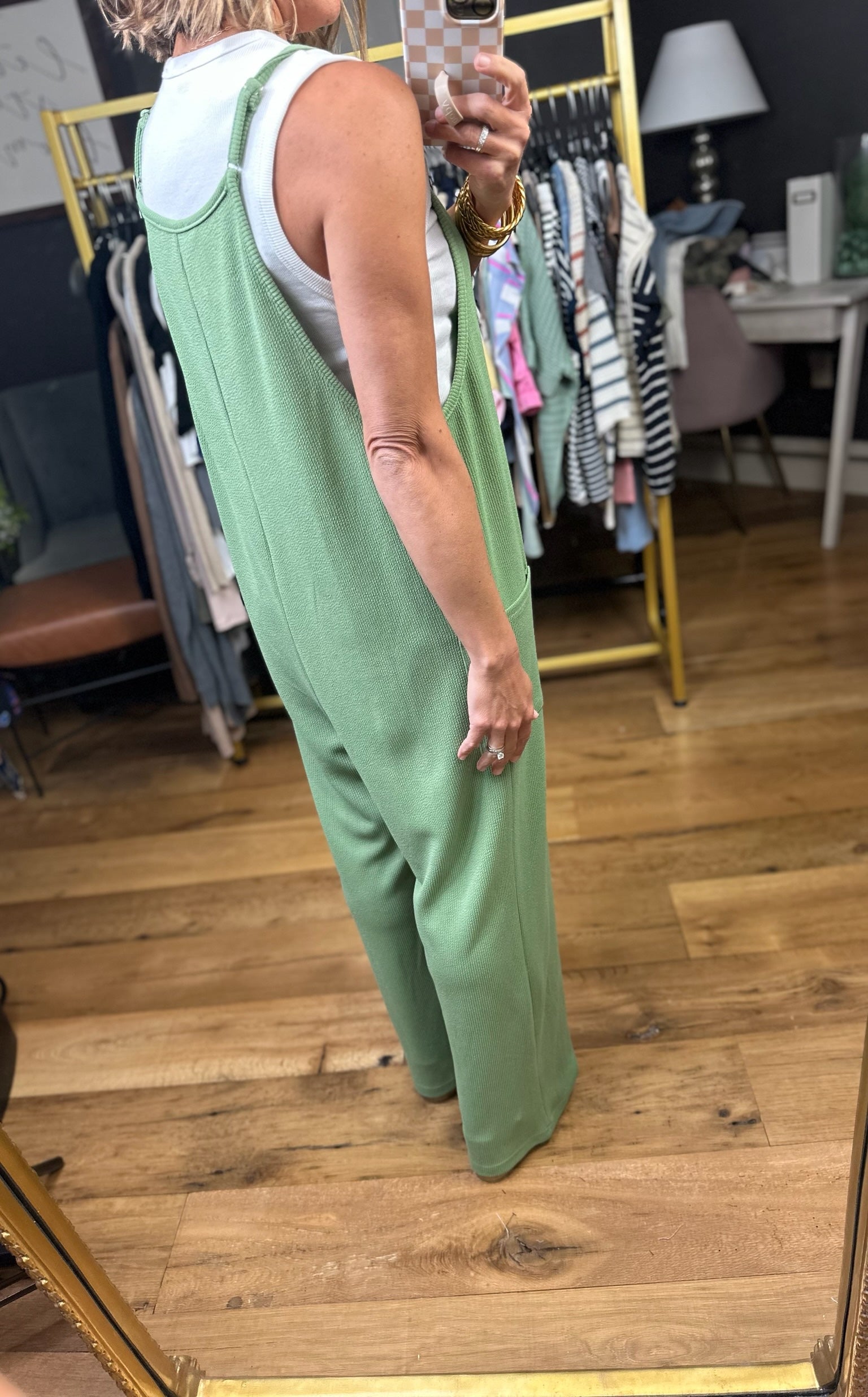 Something About This Pocket Jumpsuit - Basil-Eesome-Anna Kaytes Boutique, Women's Fashion Boutique in Grinnell, Iowa