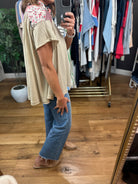 Reaching Out To You Patchwork Flowy Top-Short Sleeves-Easel-Anna Kaytes Boutique, Women's Fashion Boutique in Grinnell, Iowa