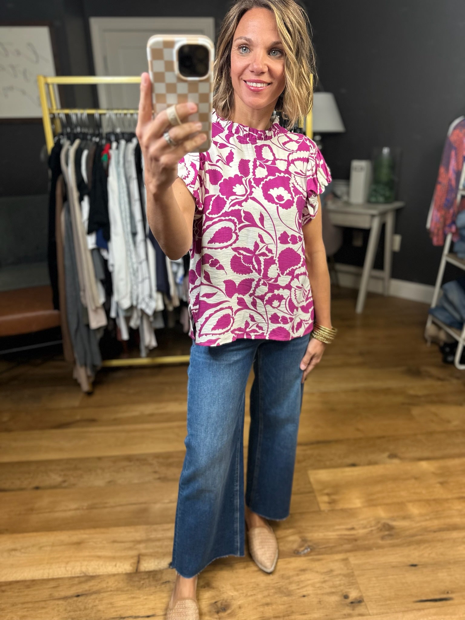 Let Them Stay Floral Top - Magenta-Jodifl-Anna Kaytes Boutique, Women's Fashion Boutique in Grinnell, Iowa