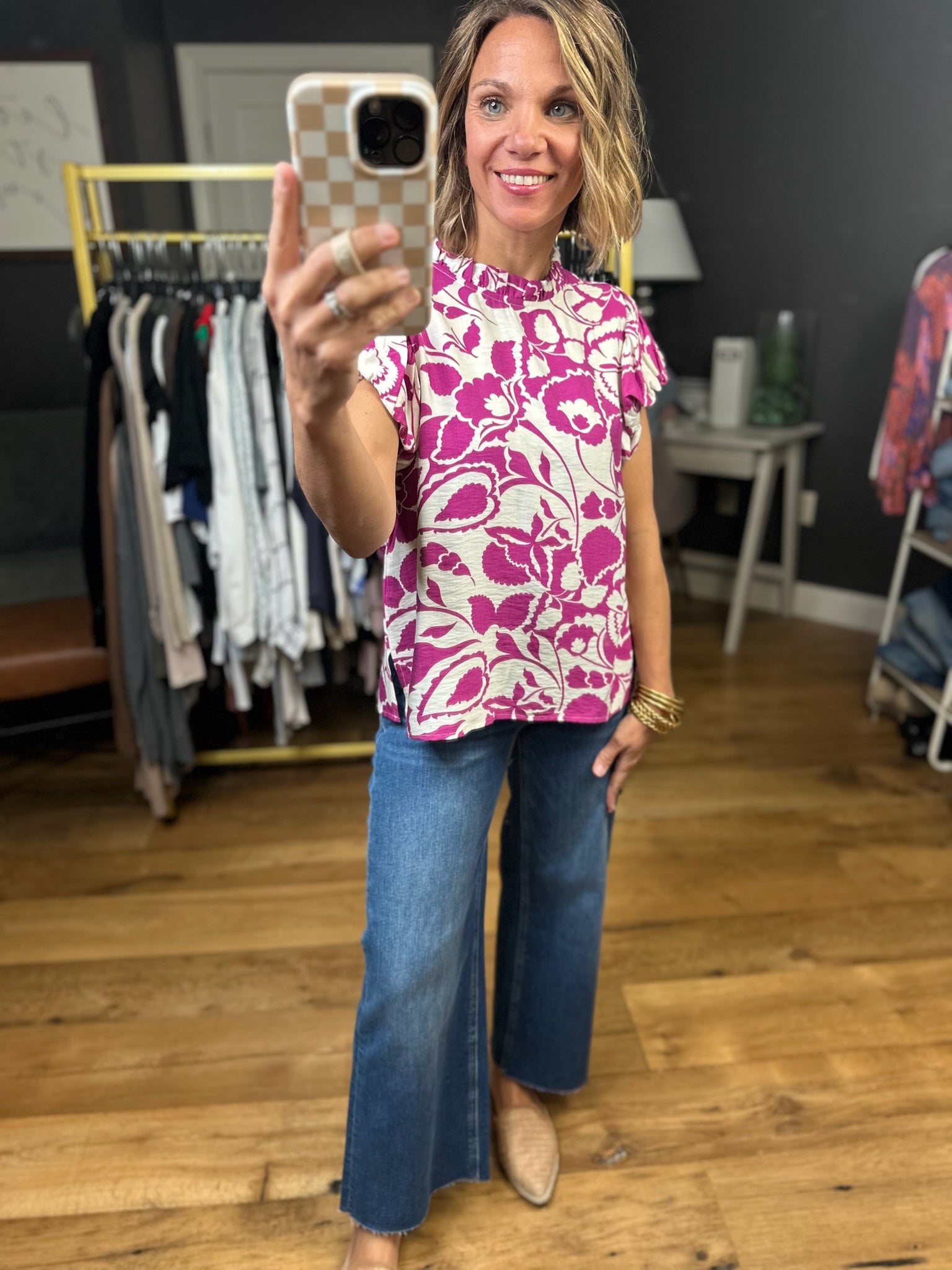 Let Them Stay Floral Top - Magenta-Jodifl-Anna Kaytes Boutique, Women's Fashion Boutique in Grinnell, Iowa