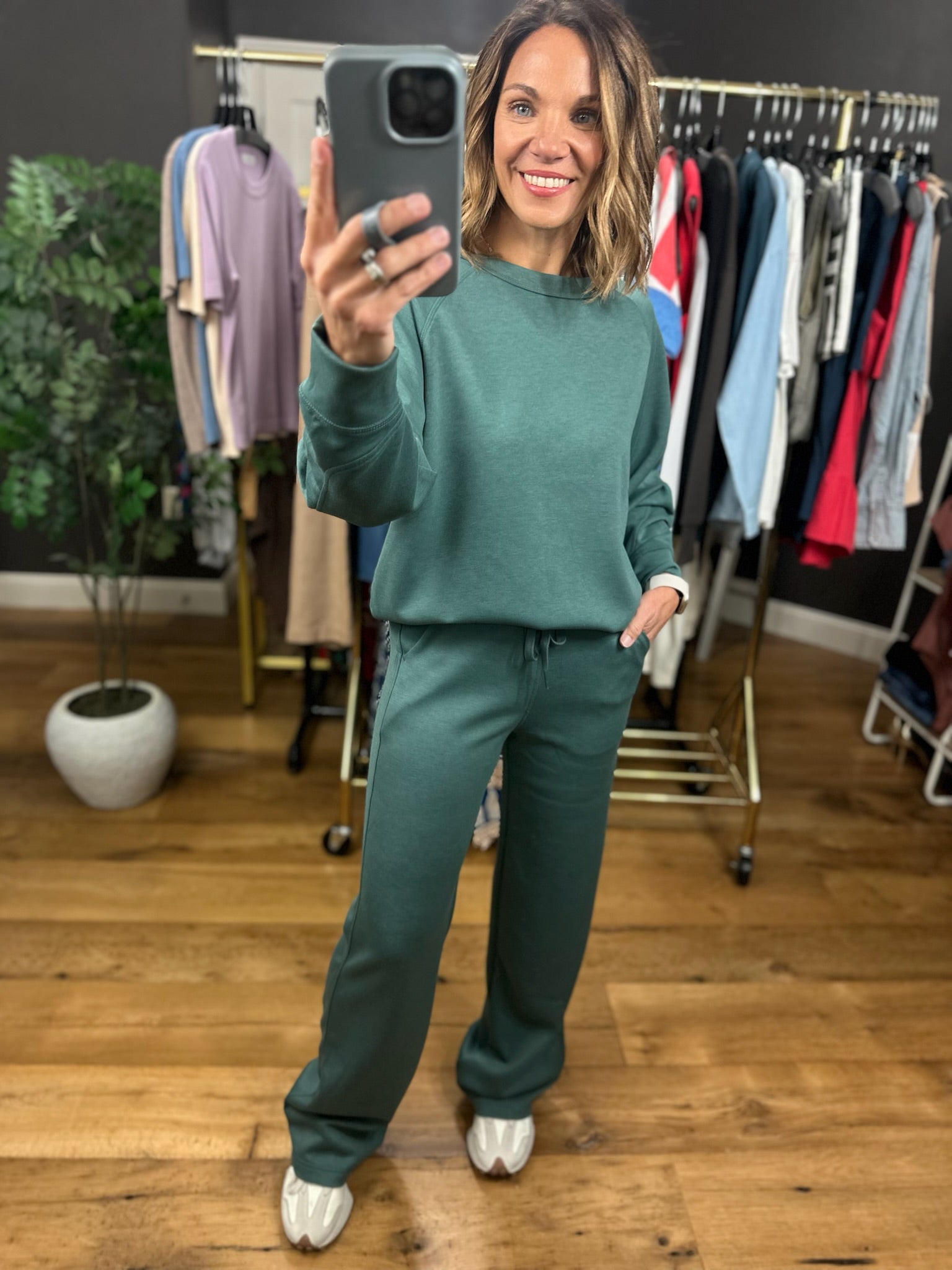 For The Better Scuba Crewneck Pullover (not pants) - Jade-Top-Zenana-Anna Kaytes Boutique, Women's Fashion Boutique in Grinnell, Iowa