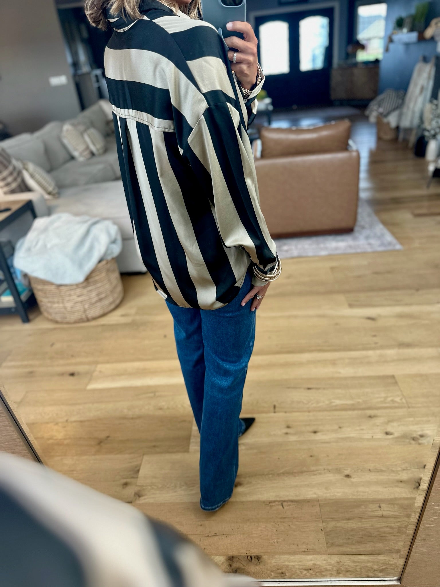 Easy Elegance Striped Button-Down Top-Doe & Rae-Anna Kaytes Boutique, Women's Fashion Boutique in Grinnell, Iowa