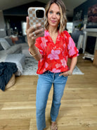 On An Island Floral Top - Red-THML-Anna Kaytes Boutique, Women's Fashion Boutique in Grinnell, Iowa