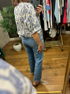 Beautiful Becoming Patterned Top-Short Sleeves-Entro-Anna Kaytes Boutique, Women's Fashion Boutique in Grinnell, Iowa