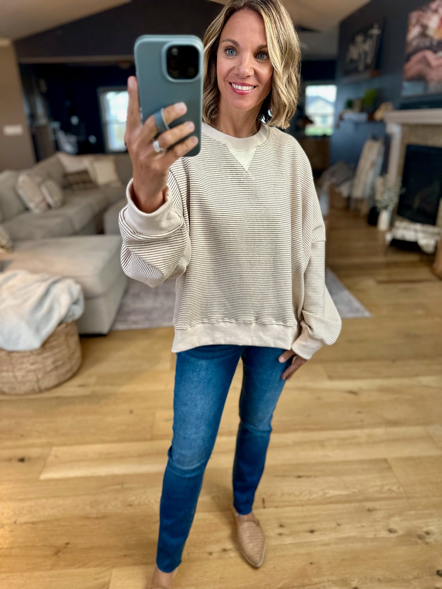 One More Time Striped Crew-sweater-Wishlist-Anna Kaytes Boutique, Women's Fashion Boutique in Grinnell, Iowa