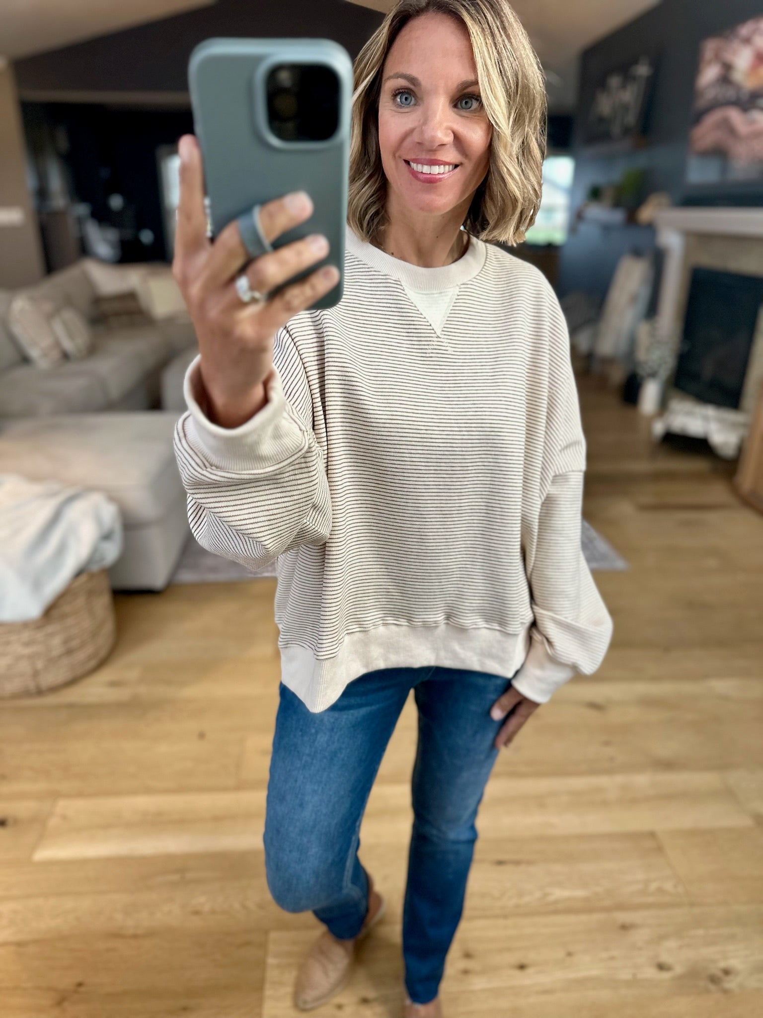 One More Time Striped Crew-sweater-Wishlist-Anna Kaytes Boutique, Women's Fashion Boutique in Grinnell, Iowa