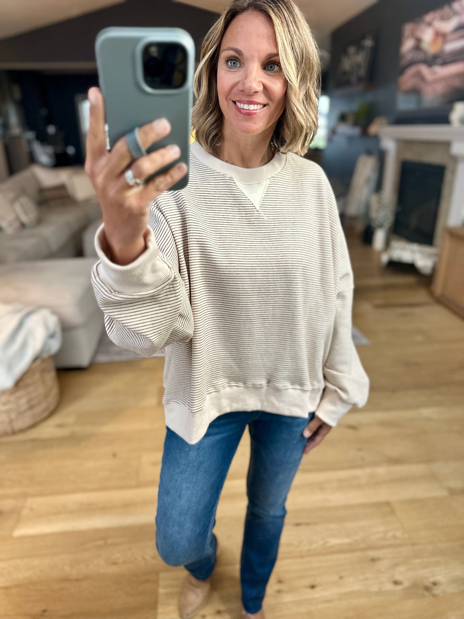 One More Time Striped Crew-sweater-Wishlist-Anna Kaytes Boutique, Women's Fashion Boutique in Grinnell, Iowa