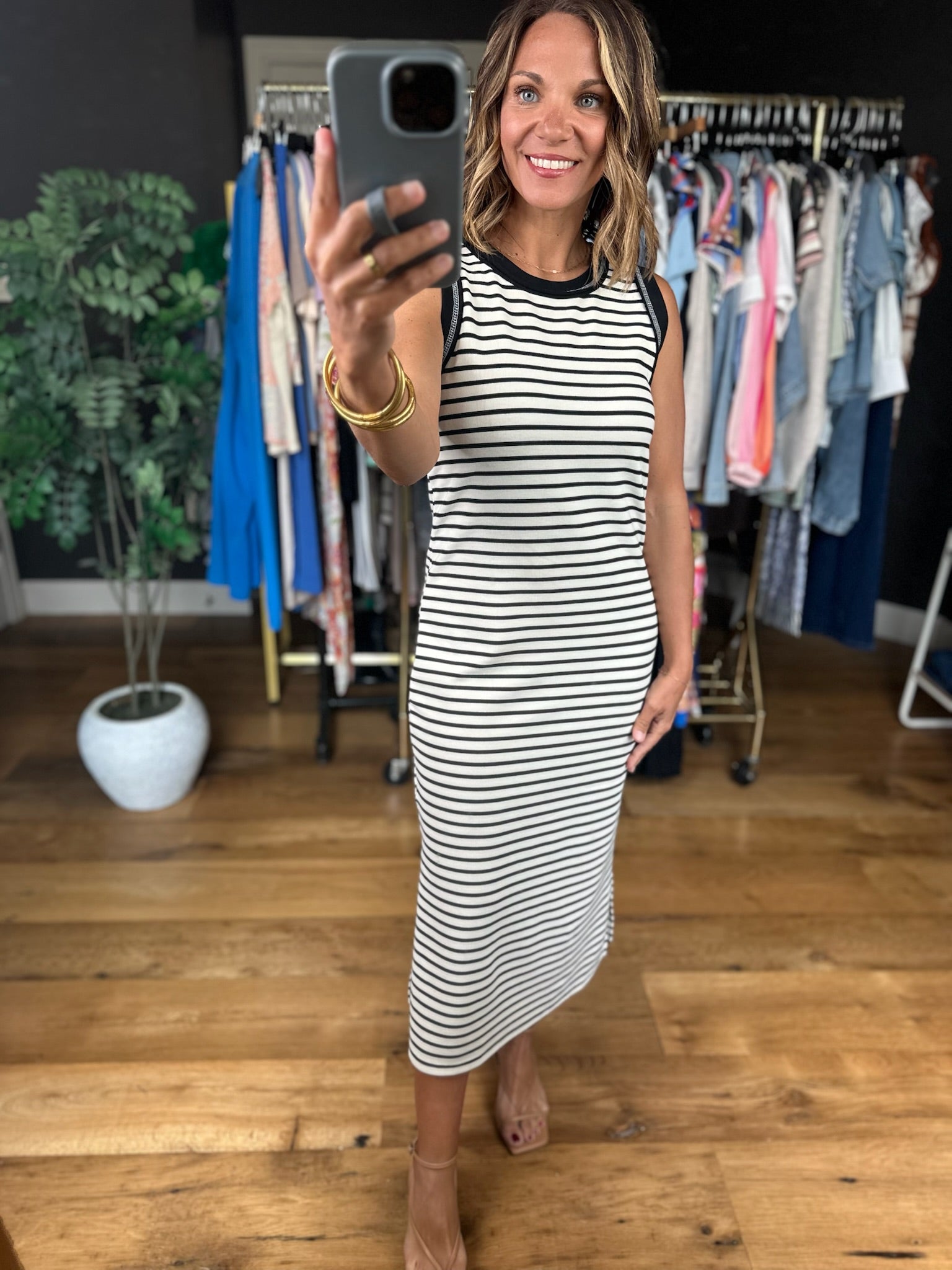 The Best Day Striped Midi Dress-Dresses-Blu Pepper-Anna Kaytes Boutique, Women's Fashion Boutique in Grinnell, Iowa