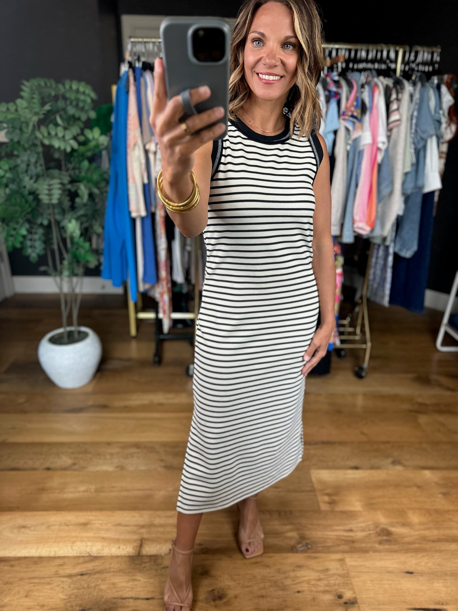 The Best Day Striped Midi Dress-Dresses-Blu Pepper-Anna Kaytes Boutique, Women's Fashion Boutique in Grinnell, Iowa