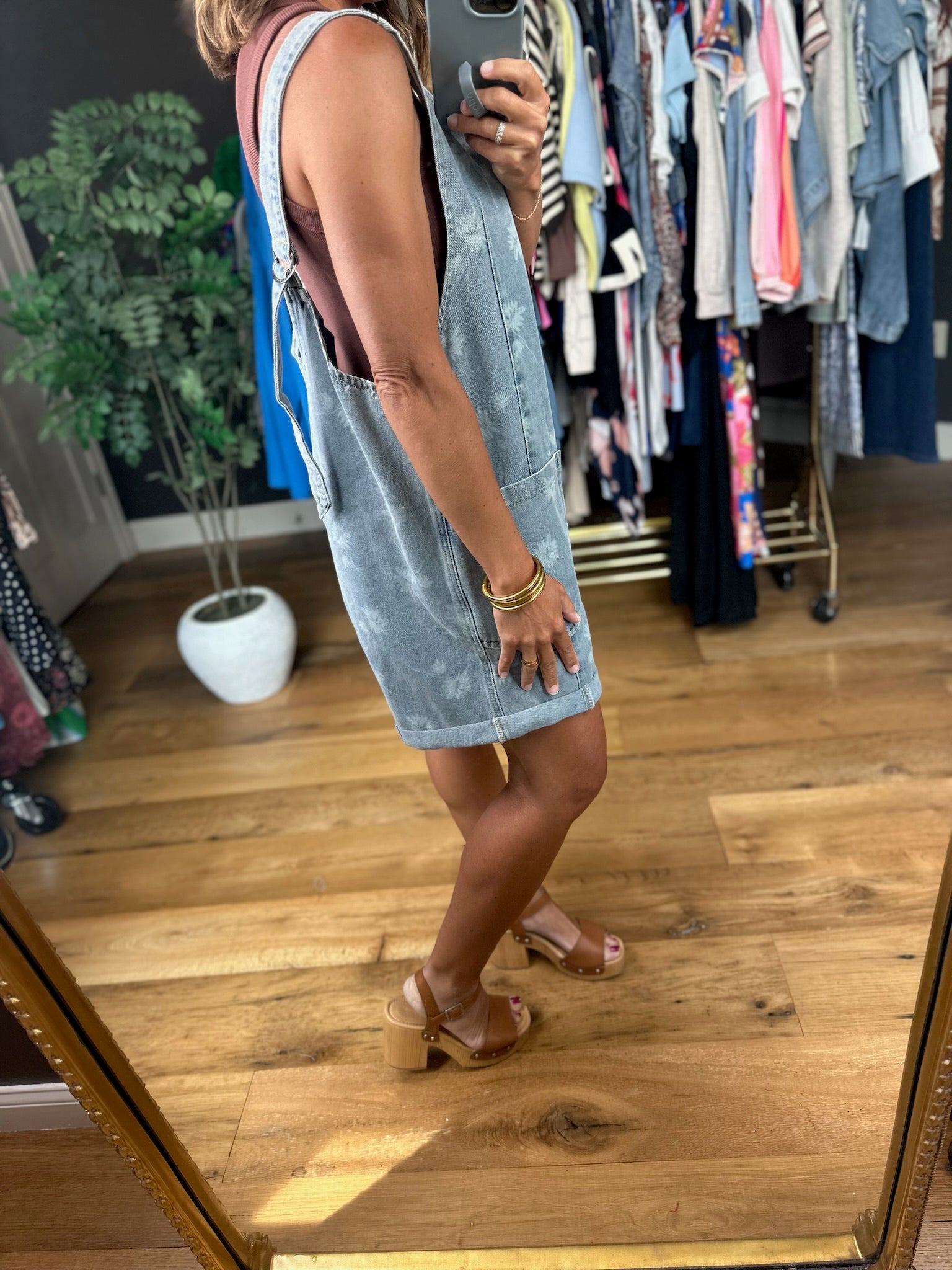 Before The Sun Flower Motif Shortalls-Jumpsuits-Hem & Thread-Anna Kaytes Boutique, Women's Fashion Boutique in Grinnell, Iowa