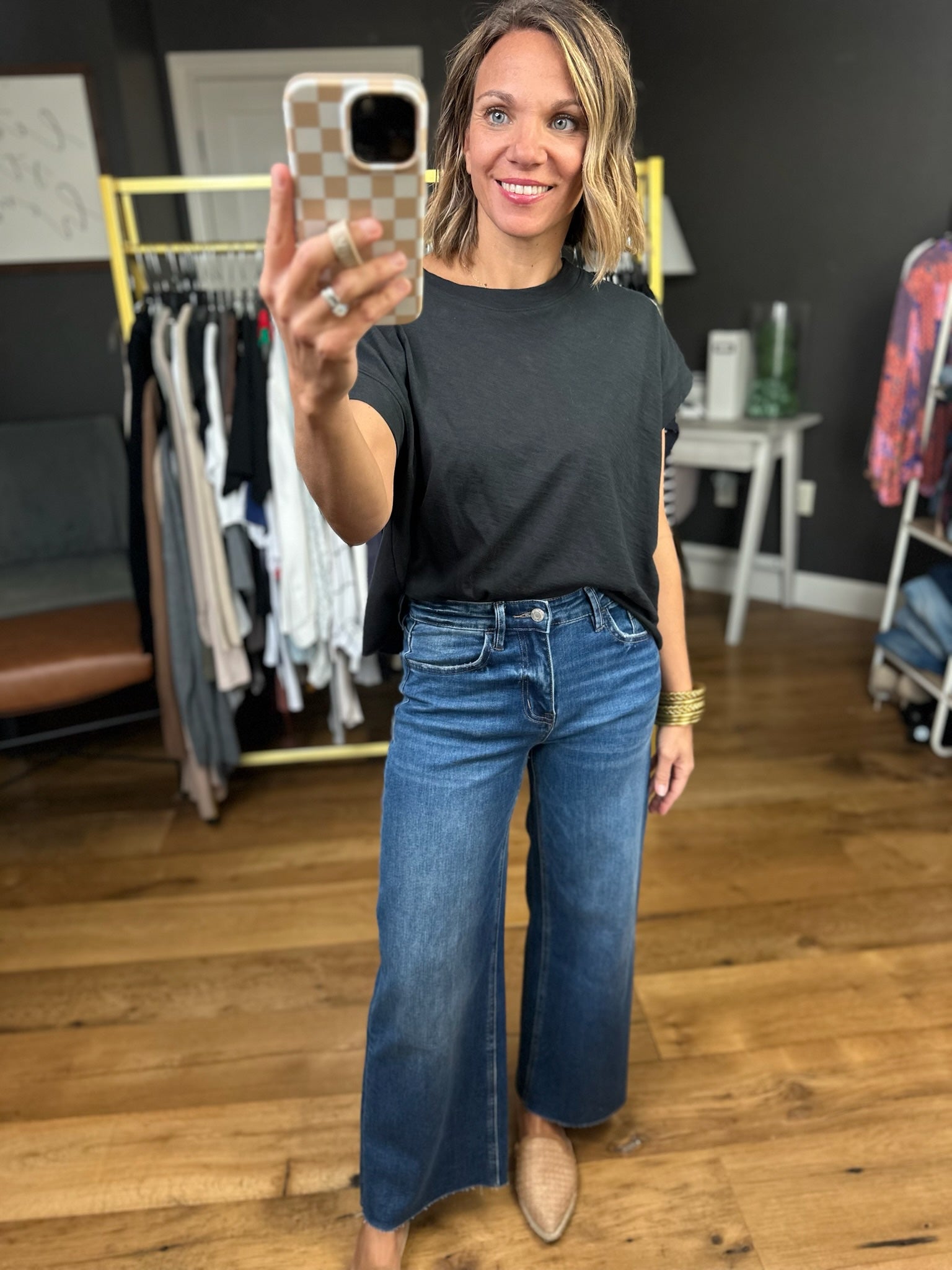 **The Daisy High Rise Raw Hem Wide-Leg Crop-Vervet-Anna Kaytes Boutique, Women's Fashion Boutique in Grinnell, Iowa