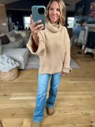 First Thing Oversized Turtle Neck Waffle Knit Sweater-Blu Ivy-Anna Kaytes Boutique, Women's Fashion Boutique in Grinnell, Iowa