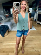 Any Longer Knit Button Vest - Forest-Wishlist-Anna Kaytes Boutique, Women's Fashion Boutique in Grinnell, Iowa