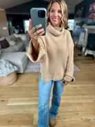 First Thing Oversized Turtle Neck Waffle Knit Sweater-Blu Ivy-Anna Kaytes Boutique, Women's Fashion Boutique in Grinnell, Iowa