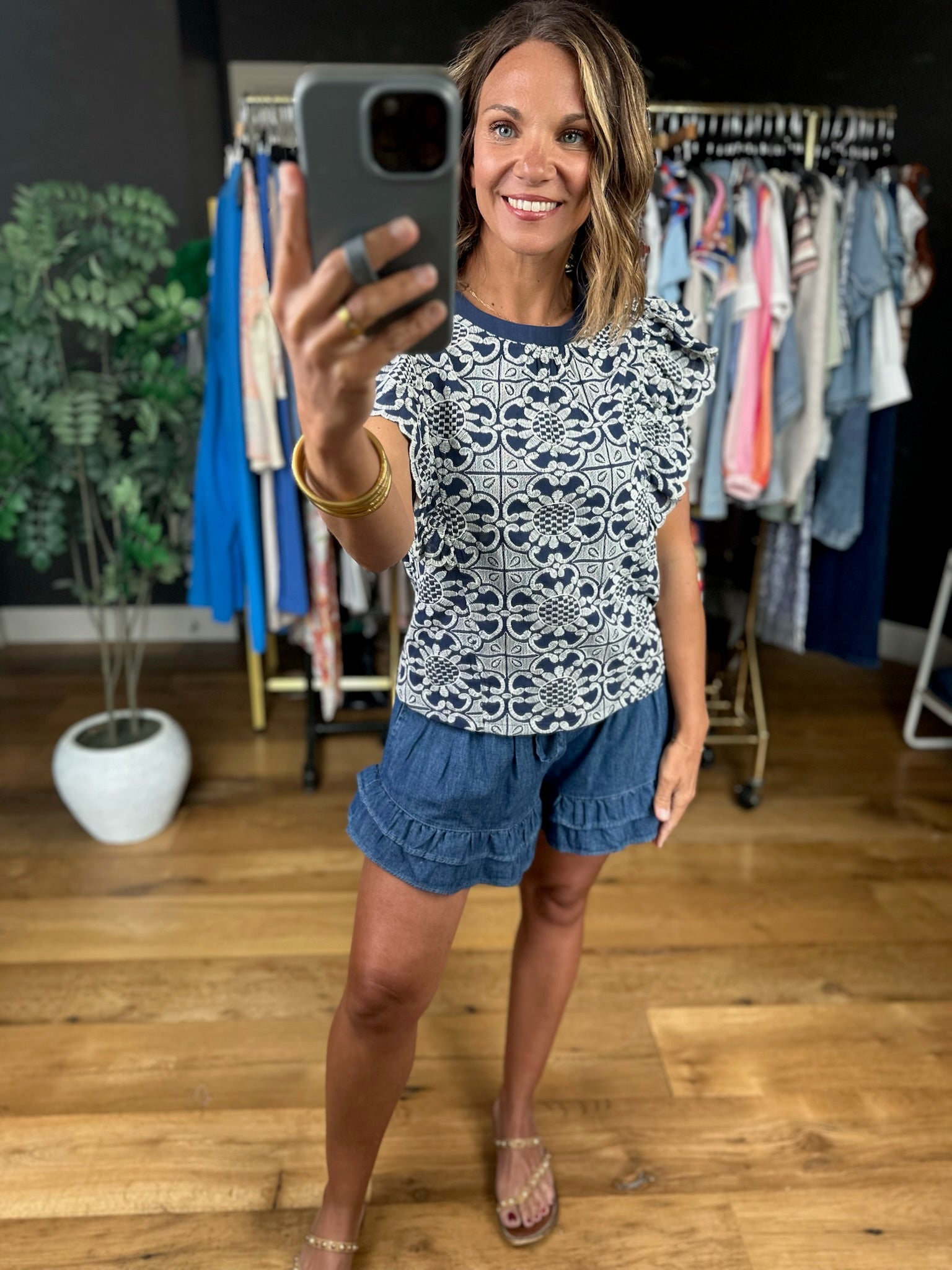 Good Intentions Flutter-Sleeve Top-Short Sleeves-voy-Anna Kaytes Boutique, Women's Fashion Boutique in Grinnell, Iowa