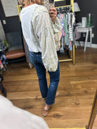 Dreaming Big Eyelet Sleeve Top - Stone Grey-Easel-Anna Kaytes Boutique, Women's Fashion Boutique in Grinnell, Iowa