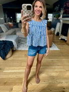 Free To Dream Striped Tiered Top - Blue-By Together-Anna Kaytes Boutique, Women's Fashion Boutique in Grinnell, Iowa