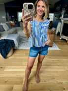 Free To Dream Striped Tiered Top - Blue-By Together-Anna Kaytes Boutique, Women's Fashion Boutique in Grinnell, Iowa
