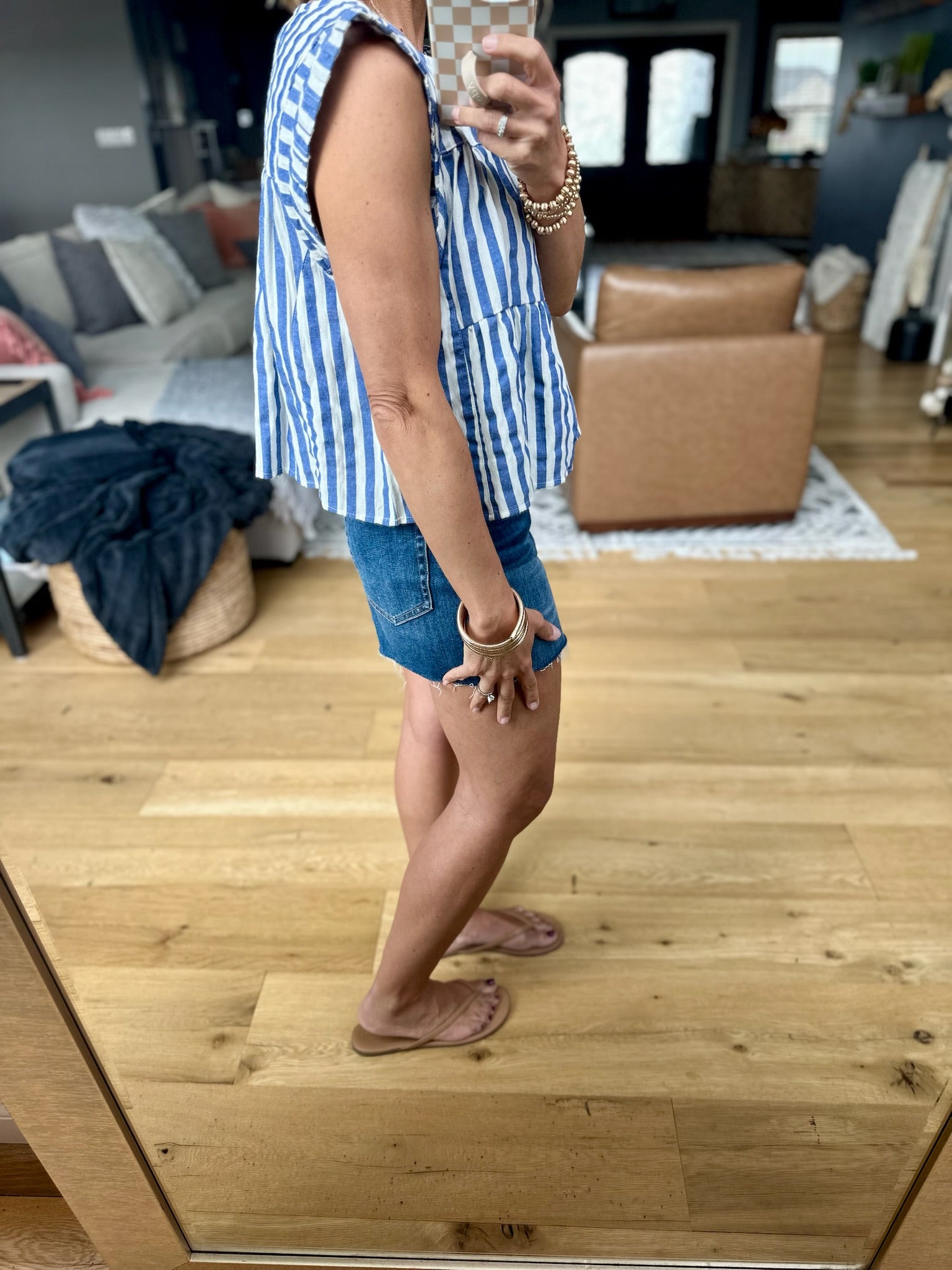 Free To Dream Striped Tiered Top - Blue-top-By Together-Anna Kaytes Boutique, Women's Fashion Boutique in Grinnell, Iowa