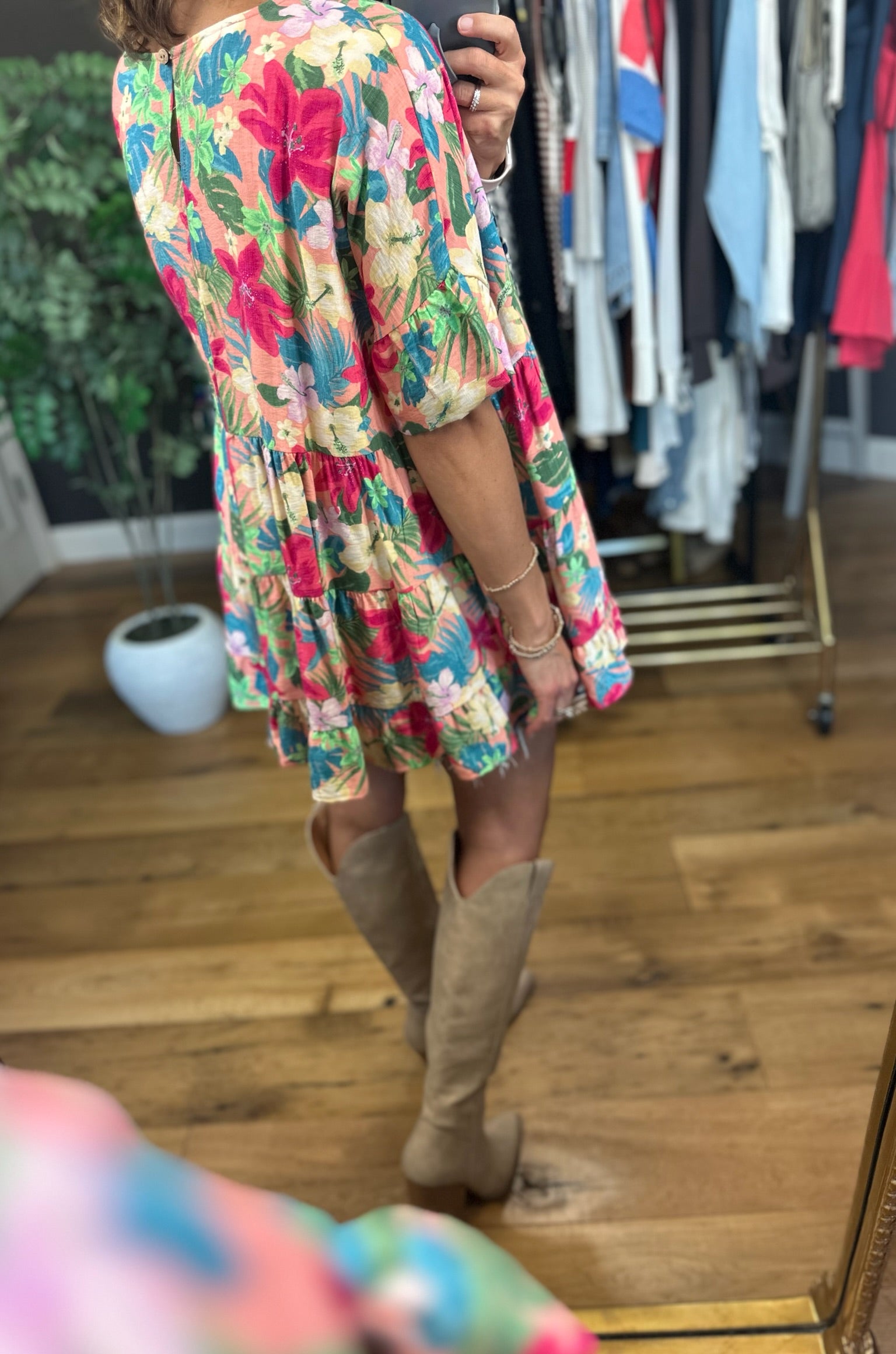 Facing The Sun Tiered Floral Top-Short Sleeves-Easel-Anna Kaytes Boutique, Women's Fashion Boutique in Grinnell, Iowa