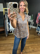 What Matters Floral Flutter Sleeve Top - Indigo-Skies Are Blue-Anna Kaytes Boutique, Women's Fashion Boutique in Grinnell, Iowa