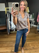 What Matters Floral Flutter Sleeve Top - Indigo-Skies Are Blue-Anna Kaytes Boutique, Women's Fashion Boutique in Grinnell, Iowa