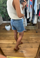 The Hollis High-Rise Denim Shorts-Shorts-Vervet-Anna Kaytes Boutique, Women's Fashion Boutique in Grinnell, Iowa