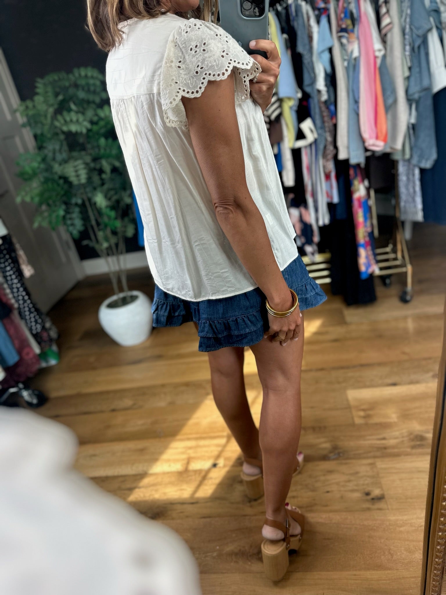 Sweeter Times Eyelet-Detail Top-Short Sleeves-Doe & Rae-Anna Kaytes Boutique, Women's Fashion Boutique in Grinnell, Iowa
