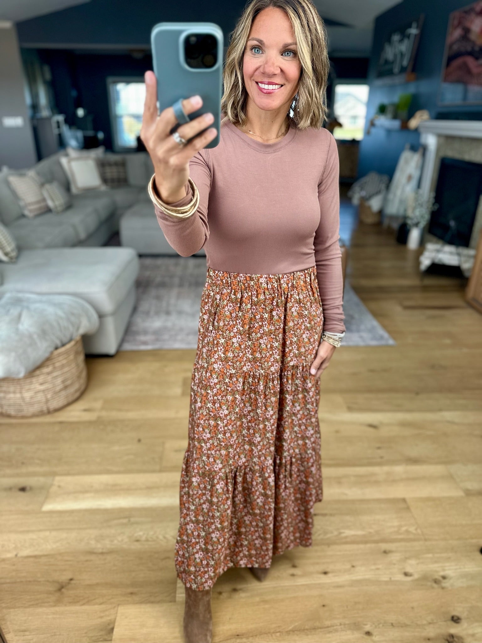 The Right Thing Tiered Floral Maxi Skirt-Dresses-Les Amis-Anna Kaytes Boutique, Women's Fashion Boutique in Grinnell, Iowa