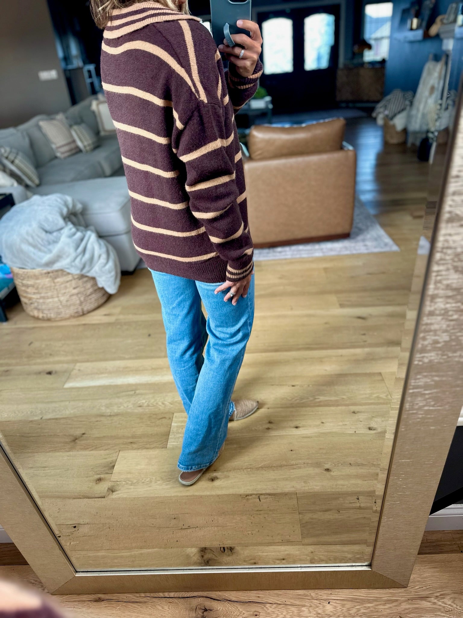 One Or The Other Striped Collared Sweater-sweater-& Merci-Anna Kaytes Boutique, Women's Fashion Boutique in Grinnell, Iowa