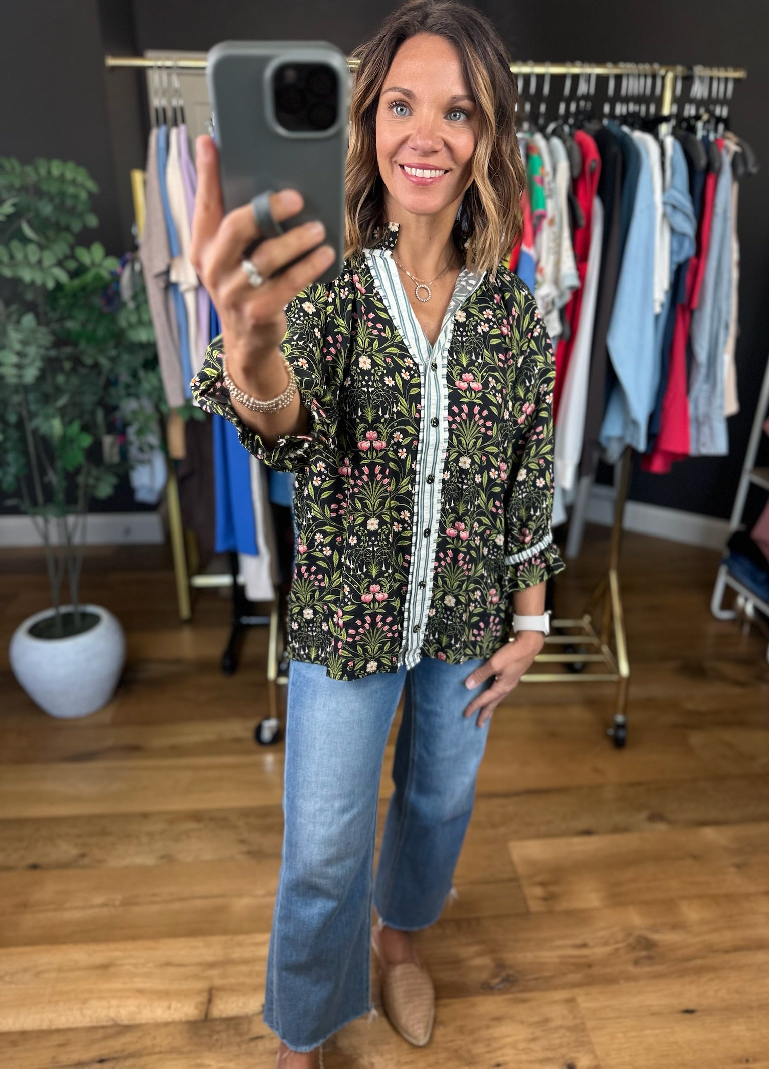 Overcome Fate Floral Top-Long Sleeves-Umgee-Anna Kaytes Boutique, Women's Fashion Boutique in Grinnell, Iowa