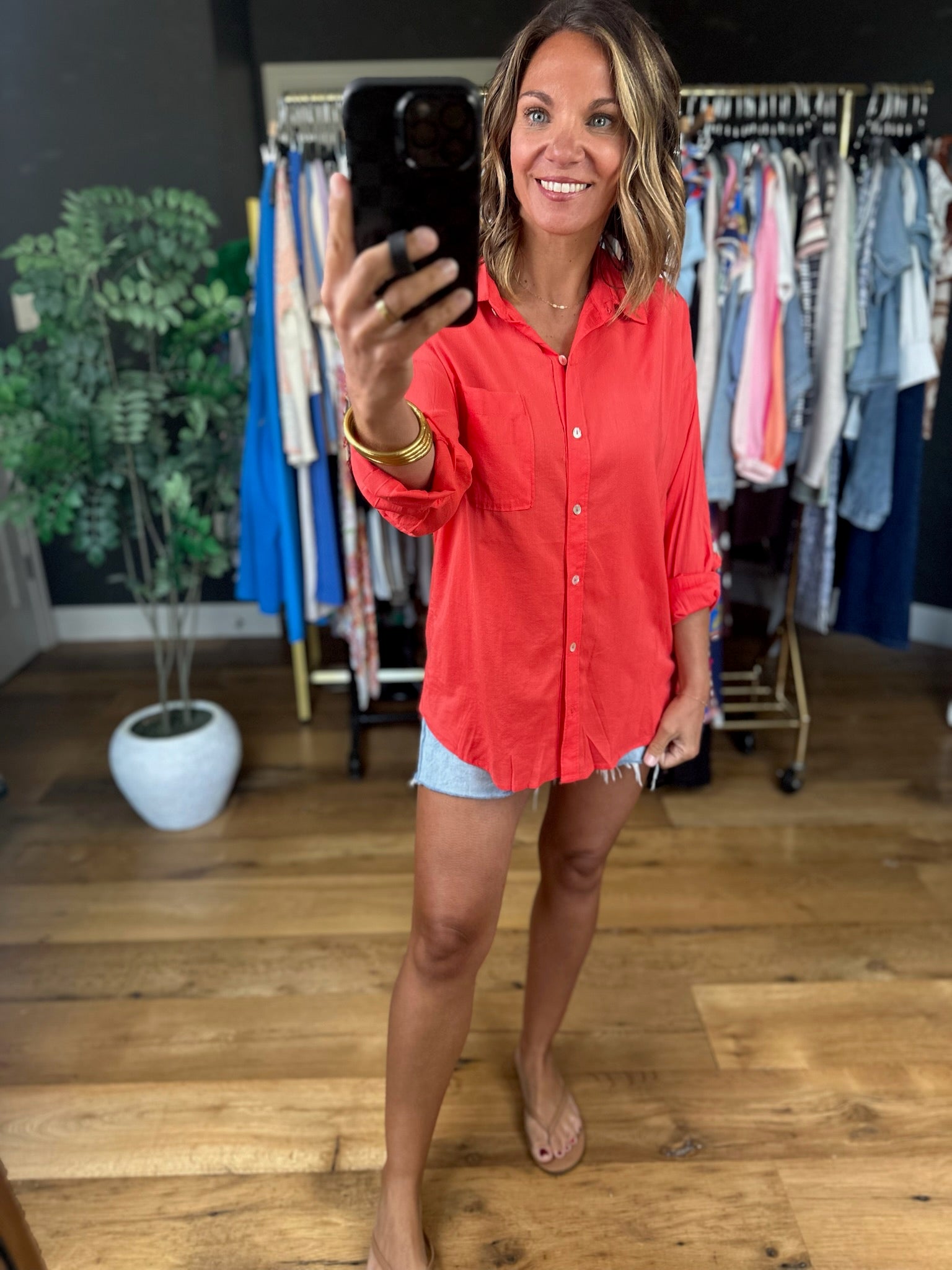 Honest Opinions Button-Down Top-Long Sleeves-Be Cool-Anna Kaytes Boutique, Women's Fashion Boutique in Grinnell, Iowa