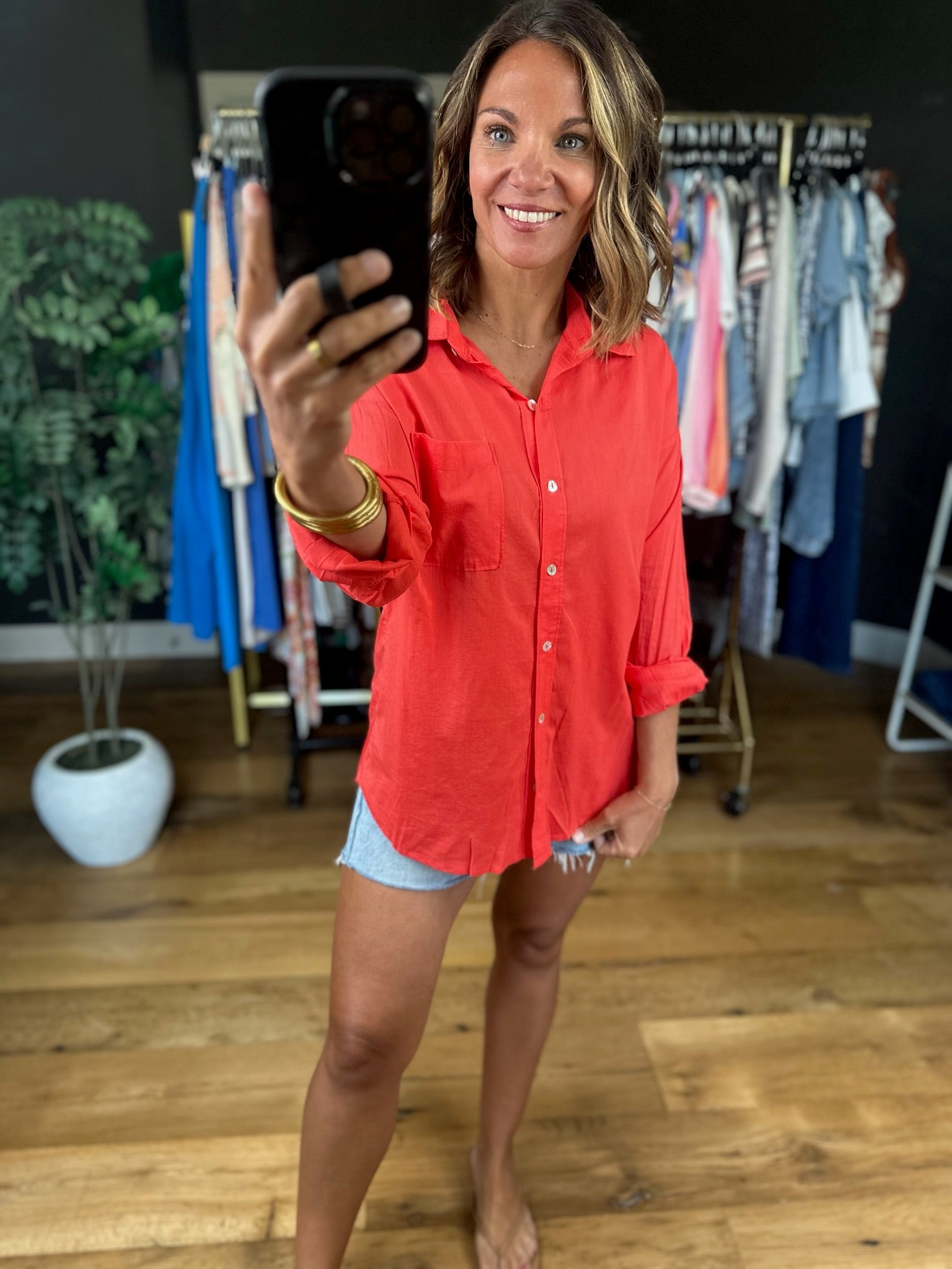 Honest Opinions Button-Down Top-Long Sleeves-Be Cool-Anna Kaytes Boutique, Women's Fashion Boutique in Grinnell, Iowa