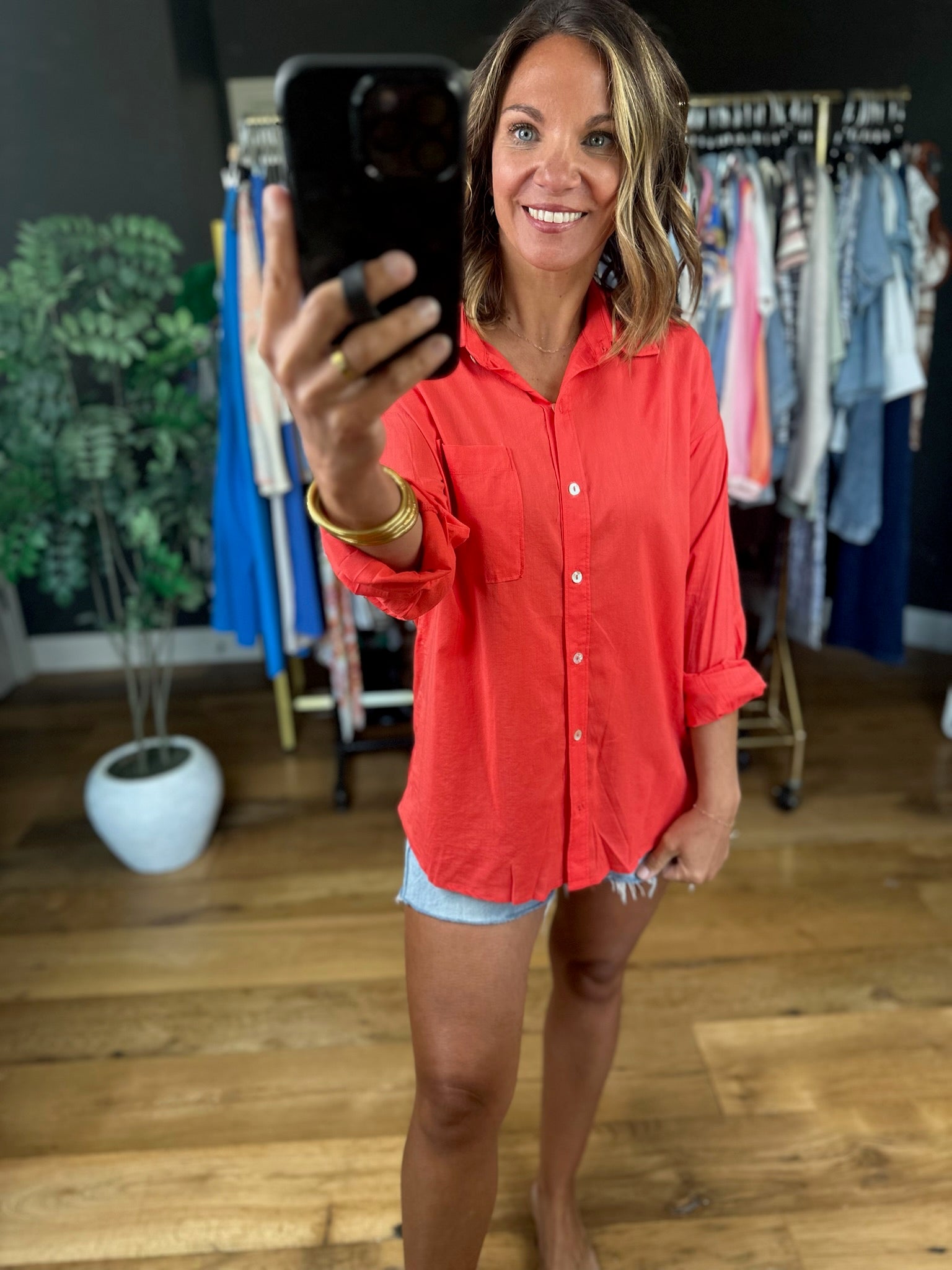 Honest Opinions Button-Down Top-Long Sleeves-Be Cool-Anna Kaytes Boutique, Women's Fashion Boutique in Grinnell, Iowa