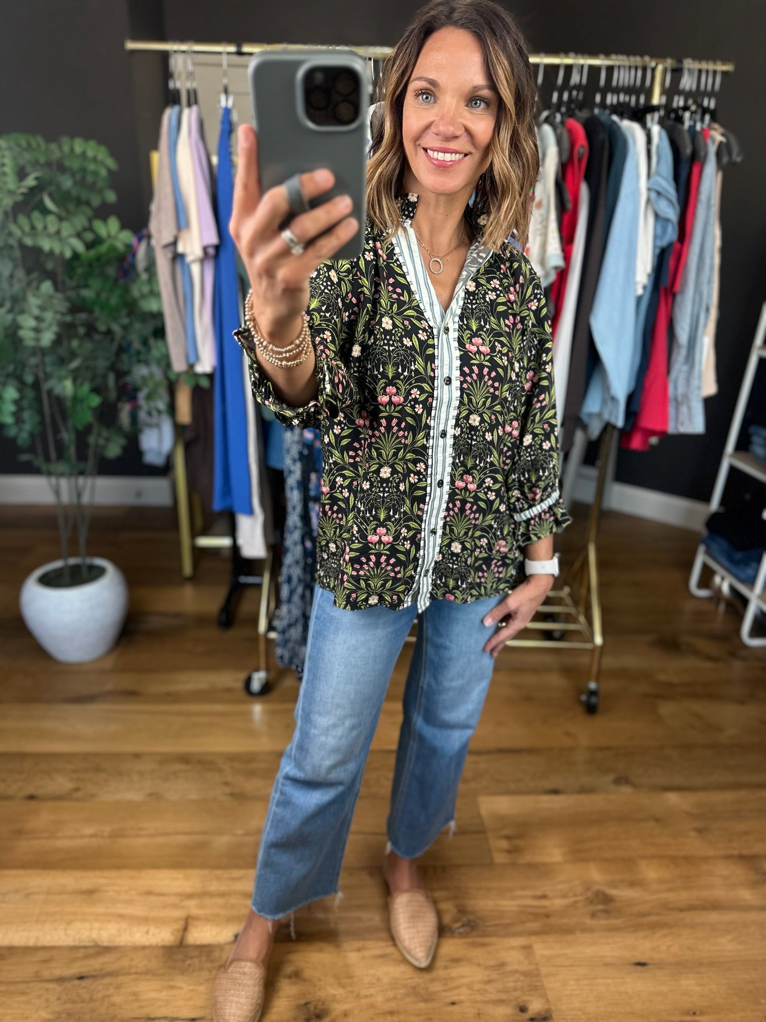 Overcome Fate Floral Top-Long Sleeves-Umgee-Anna Kaytes Boutique, Women's Fashion Boutique in Grinnell, Iowa