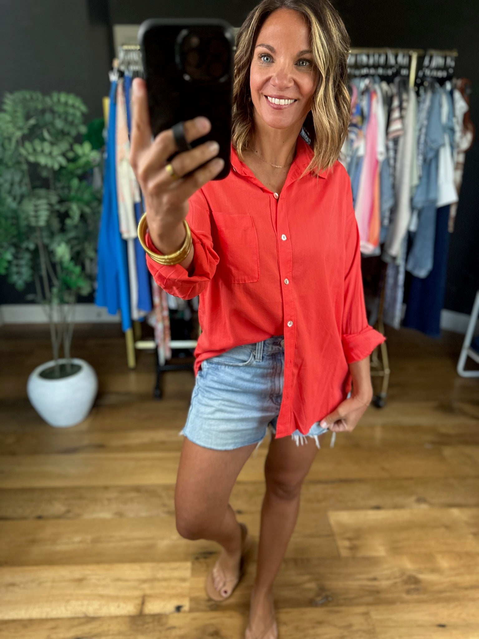 Honest Opinions Button-Down Top-Long Sleeves-Be Cool-Anna Kaytes Boutique, Women's Fashion Boutique in Grinnell, Iowa