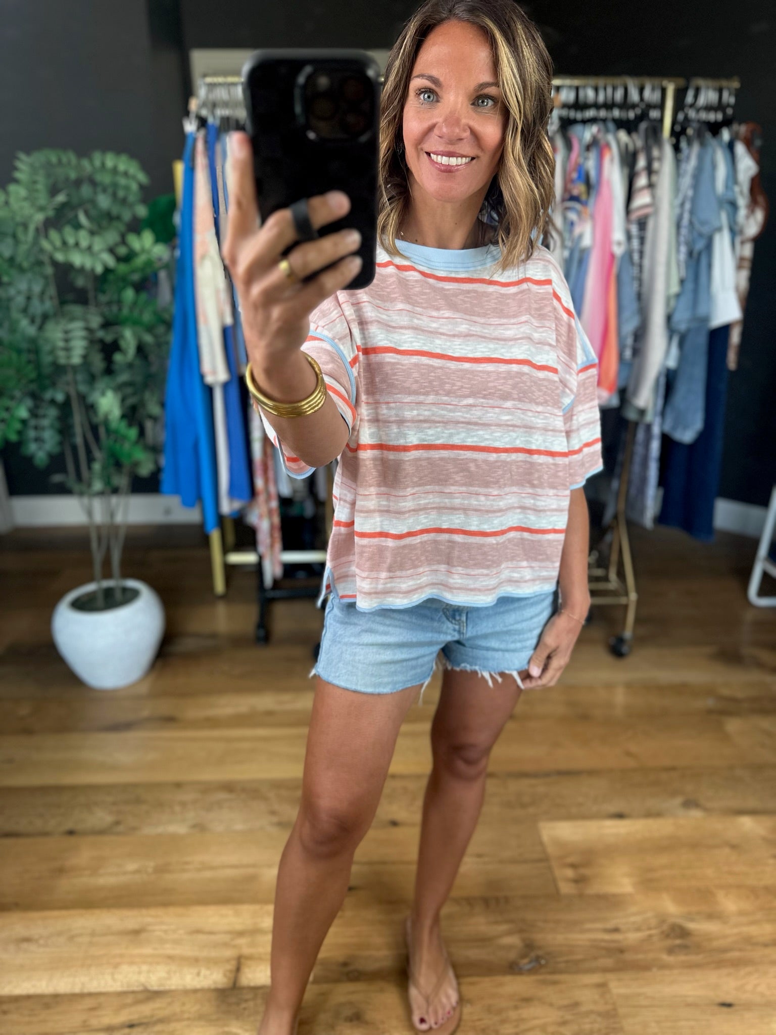 Keep You Humble Striped Top-Short Sleeves-ee:some-Anna Kaytes Boutique, Women's Fashion Boutique in Grinnell, Iowa